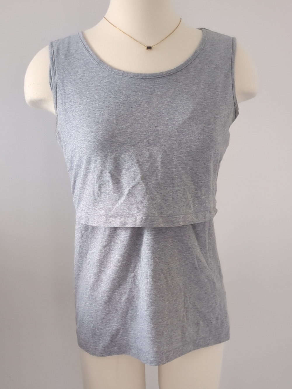 Heather Gray Sleeveless Nursing Tank Top Smallshow